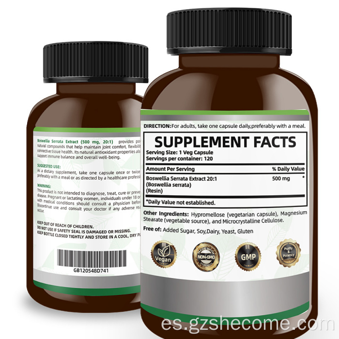 Shecome Boswellia Cápsulas Confort Articular Equilibrio Inmunológico